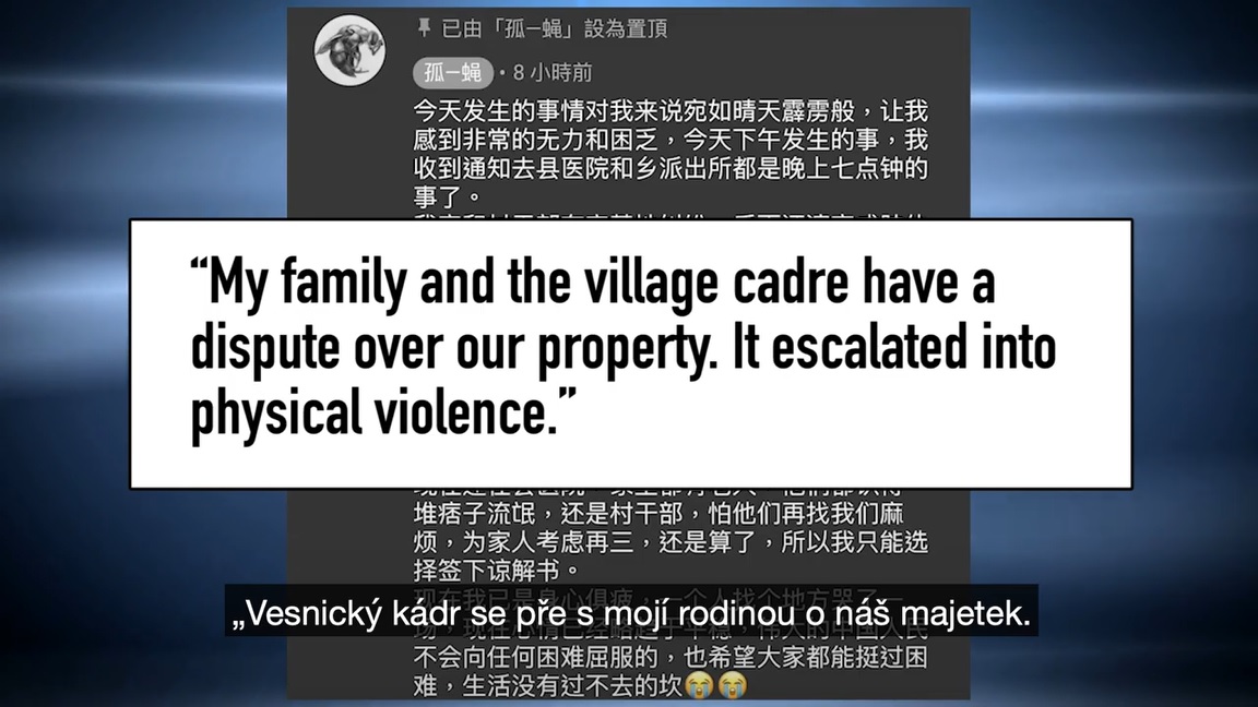 Případ napadení rodiny uživatele Lonely Fly ukazuje skutečné poměry v Číně